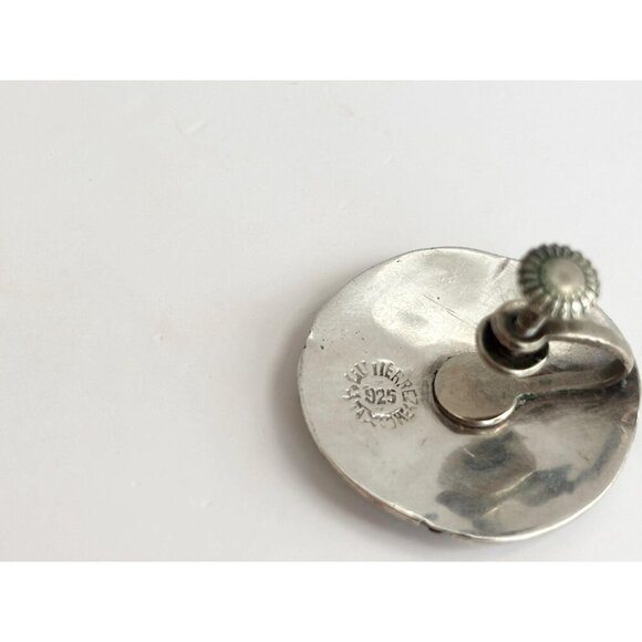 Abalone Geometric Modernist Taxco Sterling Silver Mexican Made Southwest Studs - Picture 8 of 9